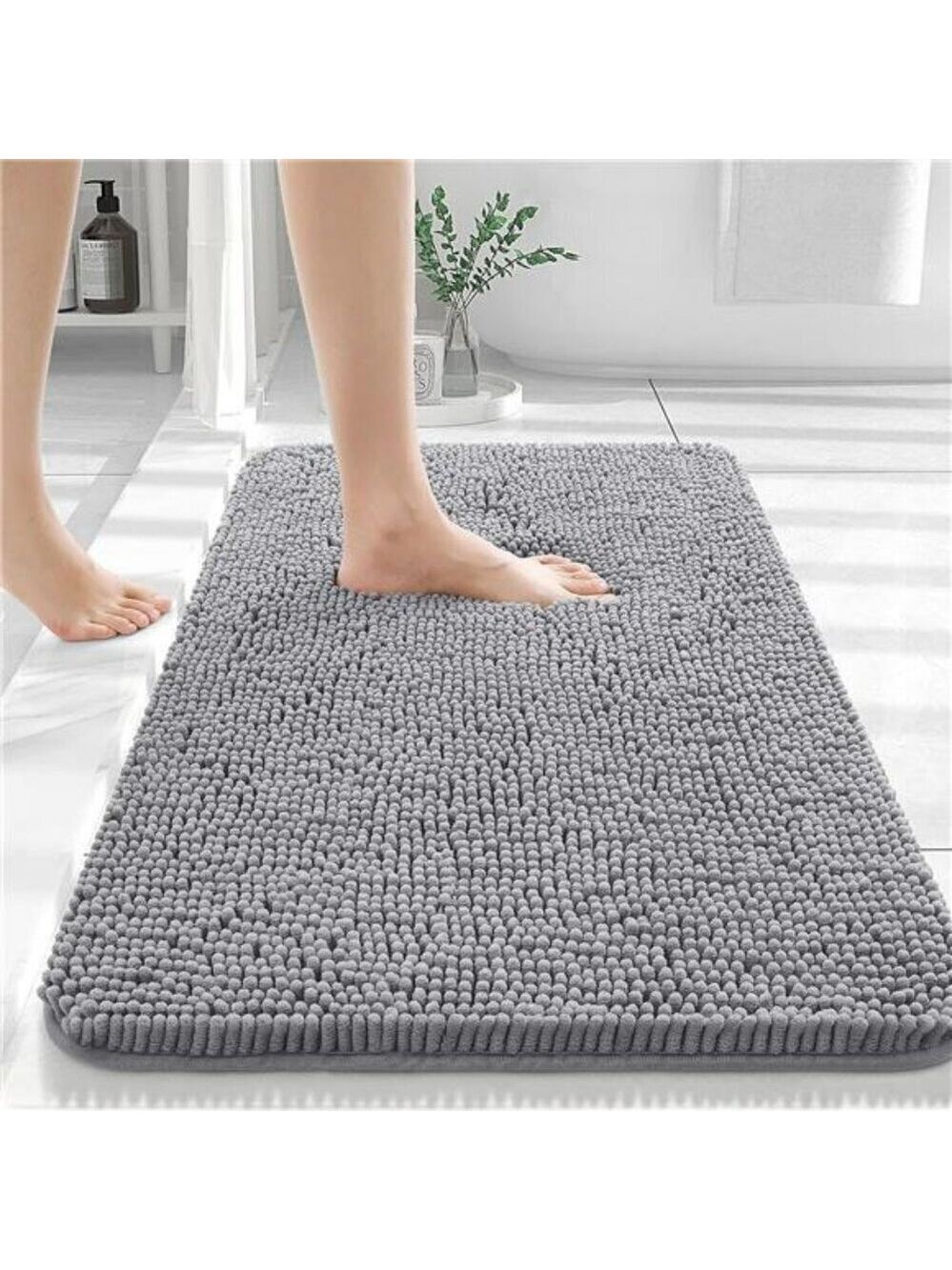 Bathroom Rugs 30x20 Soft Absorbent Chenille Bath Rugs Rubber Backing Quick Dry